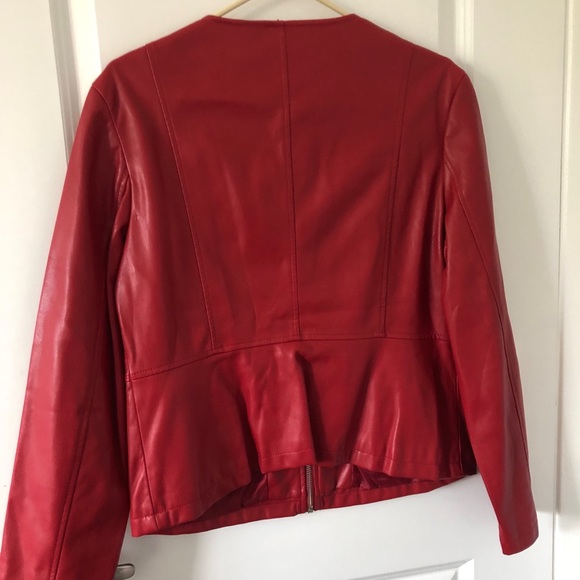 Zara Red leather Jacket - Picture 4 of 7